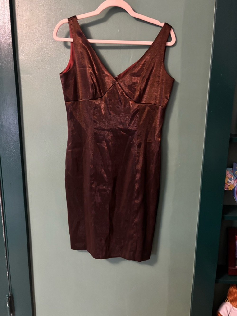 Satin V-Neck Brown Slip Dress